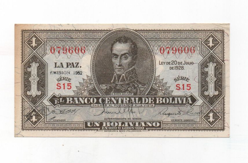 BOLIVIA DEL AÑO 1952 DE 1 PESO